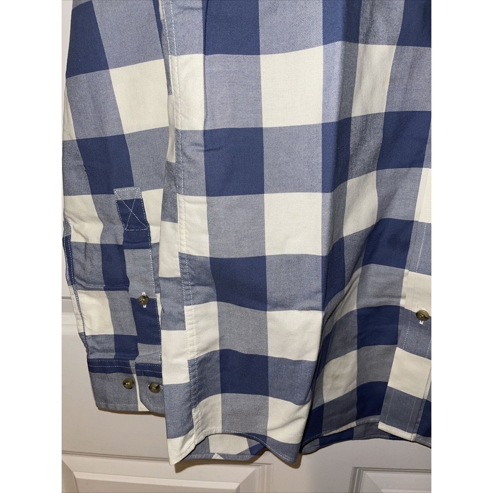 LL Bean Men's Traditional Fit Shirt Long Sleeve Blue White Plaid Button Down - Picture 2 of 12